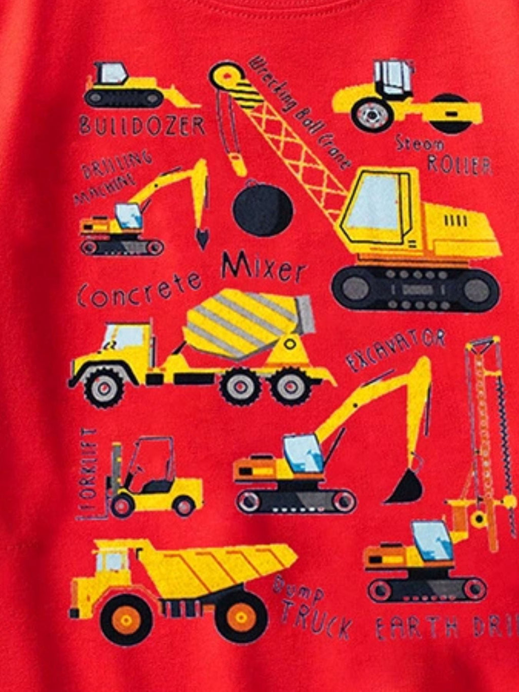 Toddler Boys and Boys Construction Vehicle Crew Neck Short Sleeve T-Shirt