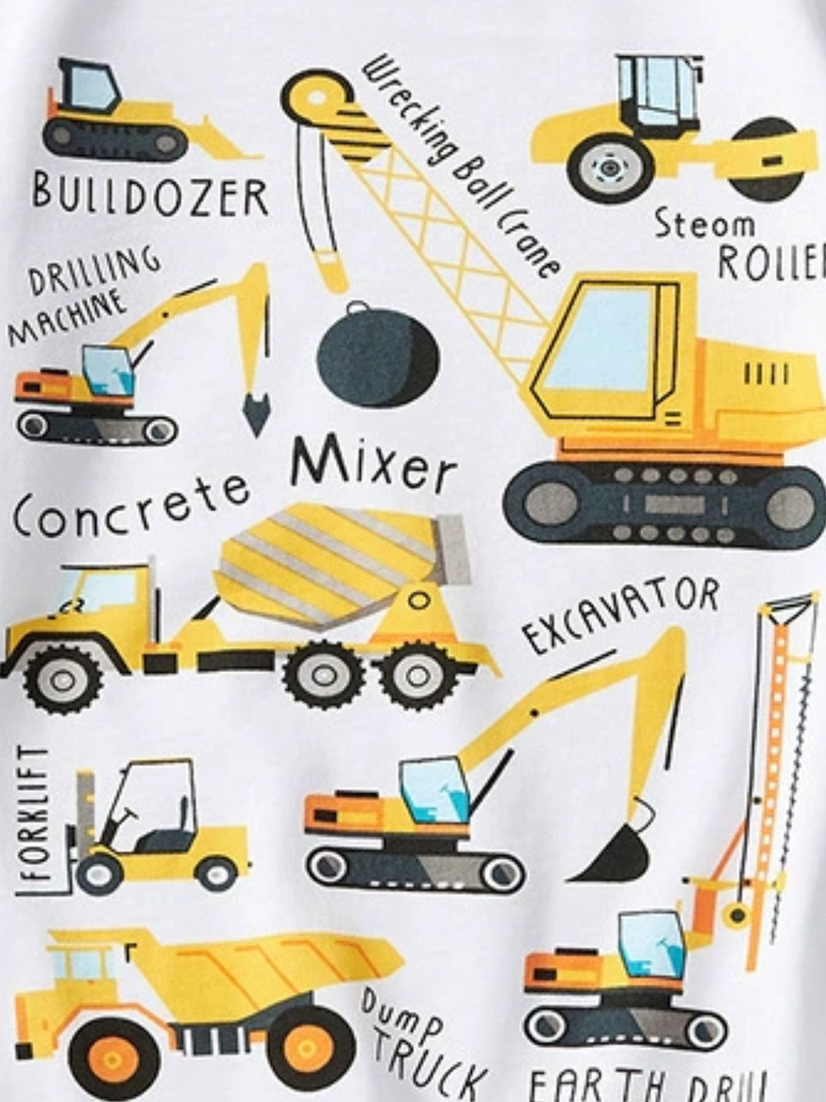 Toddler Boys and Boys Construction Vehicle Crew Neck Short Sleeve T-Shirt