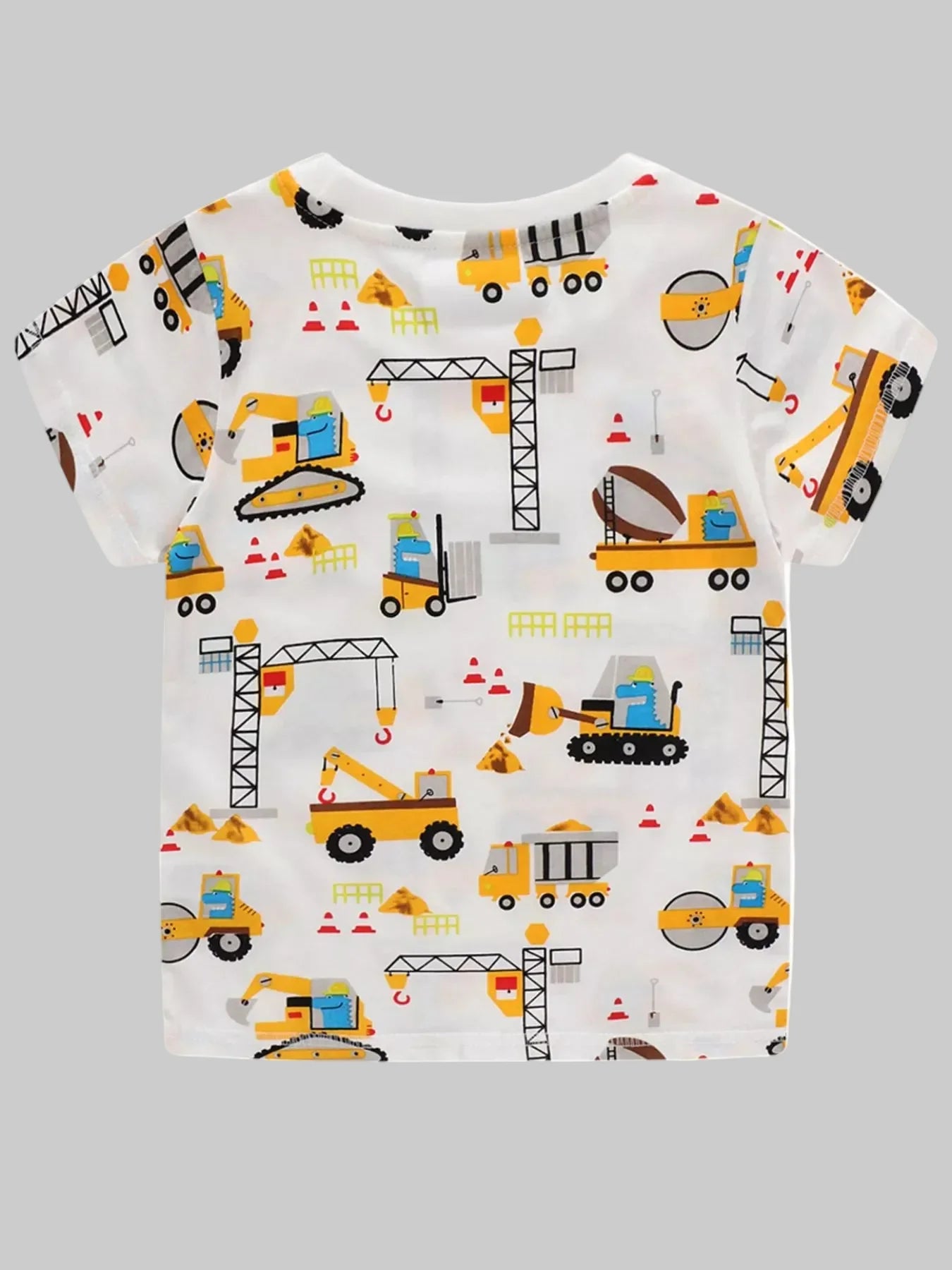 Toddler Boys Construction Vehicle Print Crew Neck Short Sleeve T-Shirt