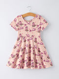 Western Print Girl Short Sleeve Dress