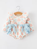Halloween Thanksgiving Baby Girls Pumpkin Bow Ruffle Bubble Romper