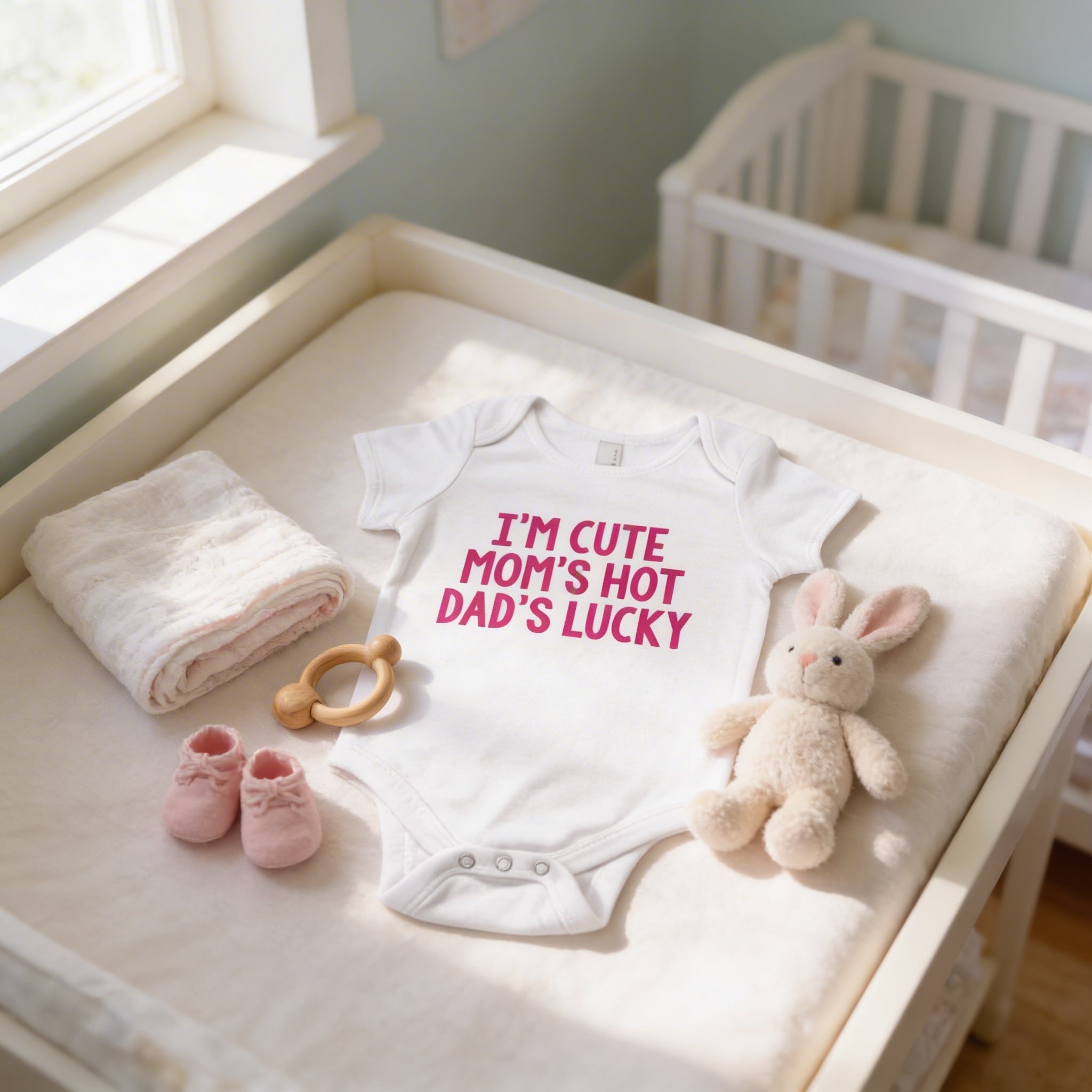 Funny Baby Girl Shirt - Newborn Baby Girl Gift - New Baby Girl Pink Outfit - Cute Hot Lucky