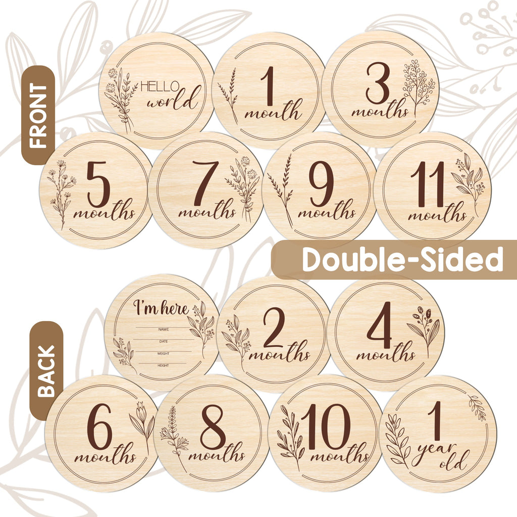 Wooden Baby Milestone Cards- Boho