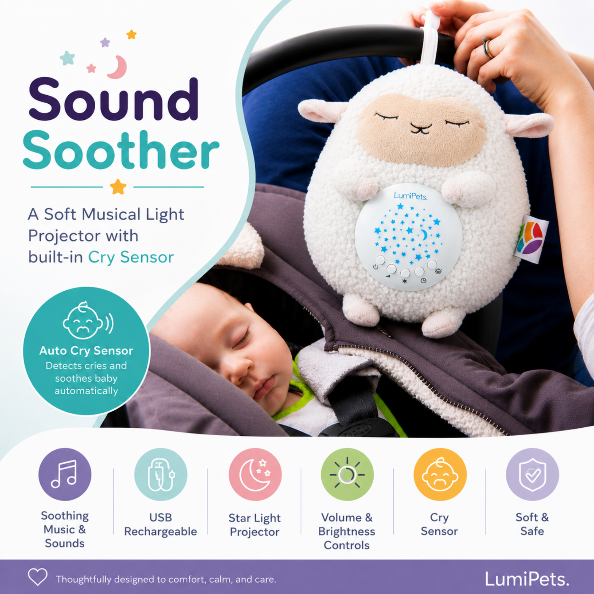 Sound Soother Lamb - Nursery Sound Soother Night Light