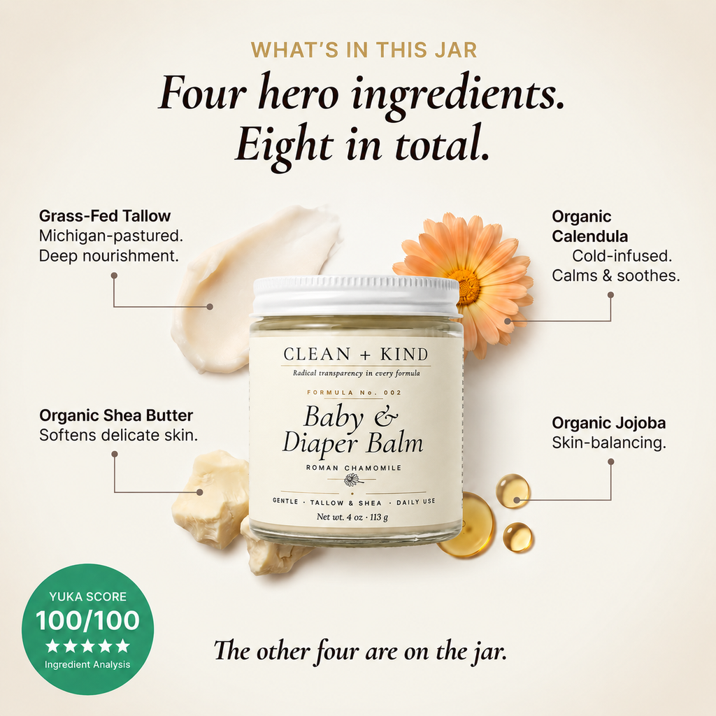Baby & Diaper Balm — Grass-Fed Tallow, Shea & Roman Chamomile, 4 oz