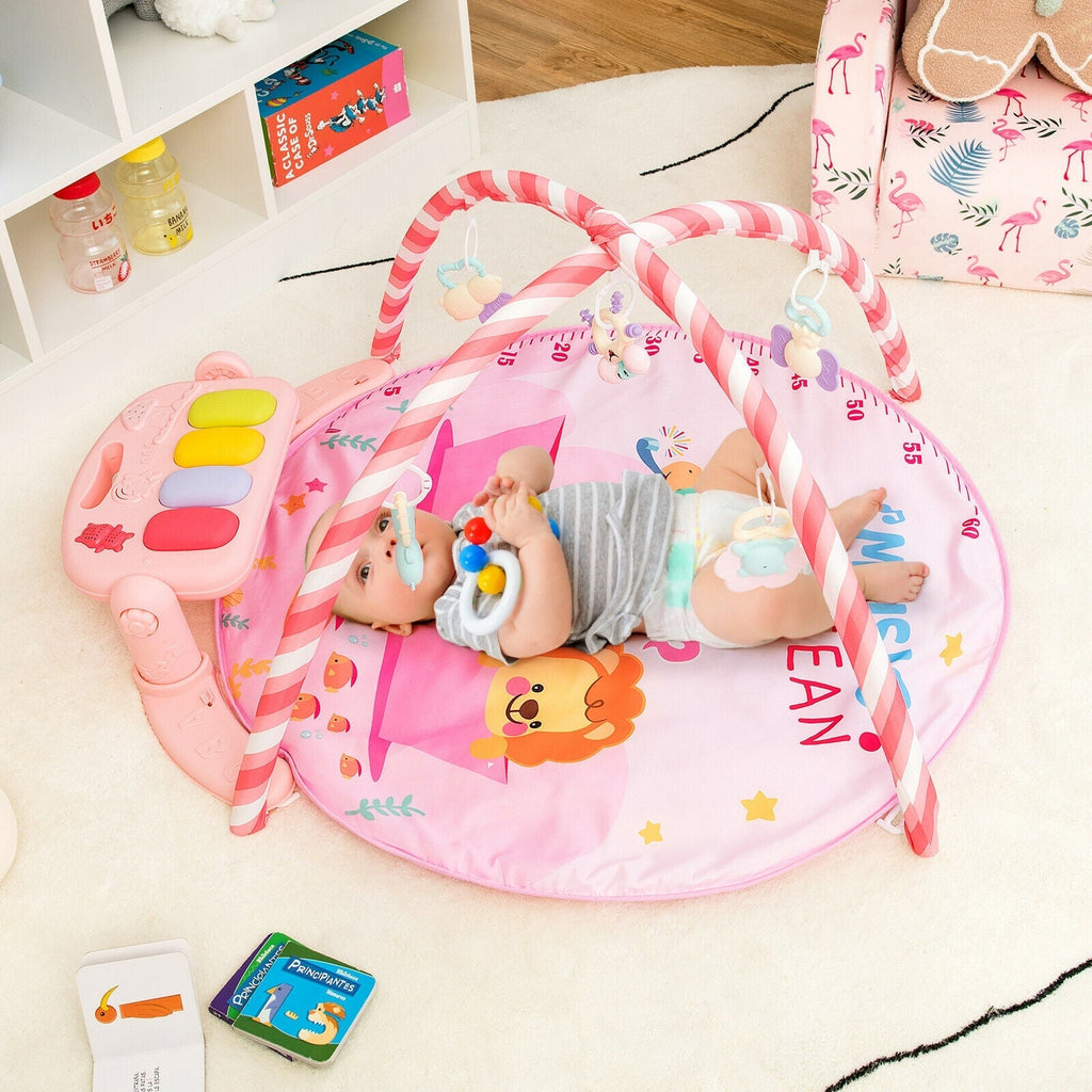 Baby Activity Play Piano Gym Mat with 5 Hanging Sensory Toys