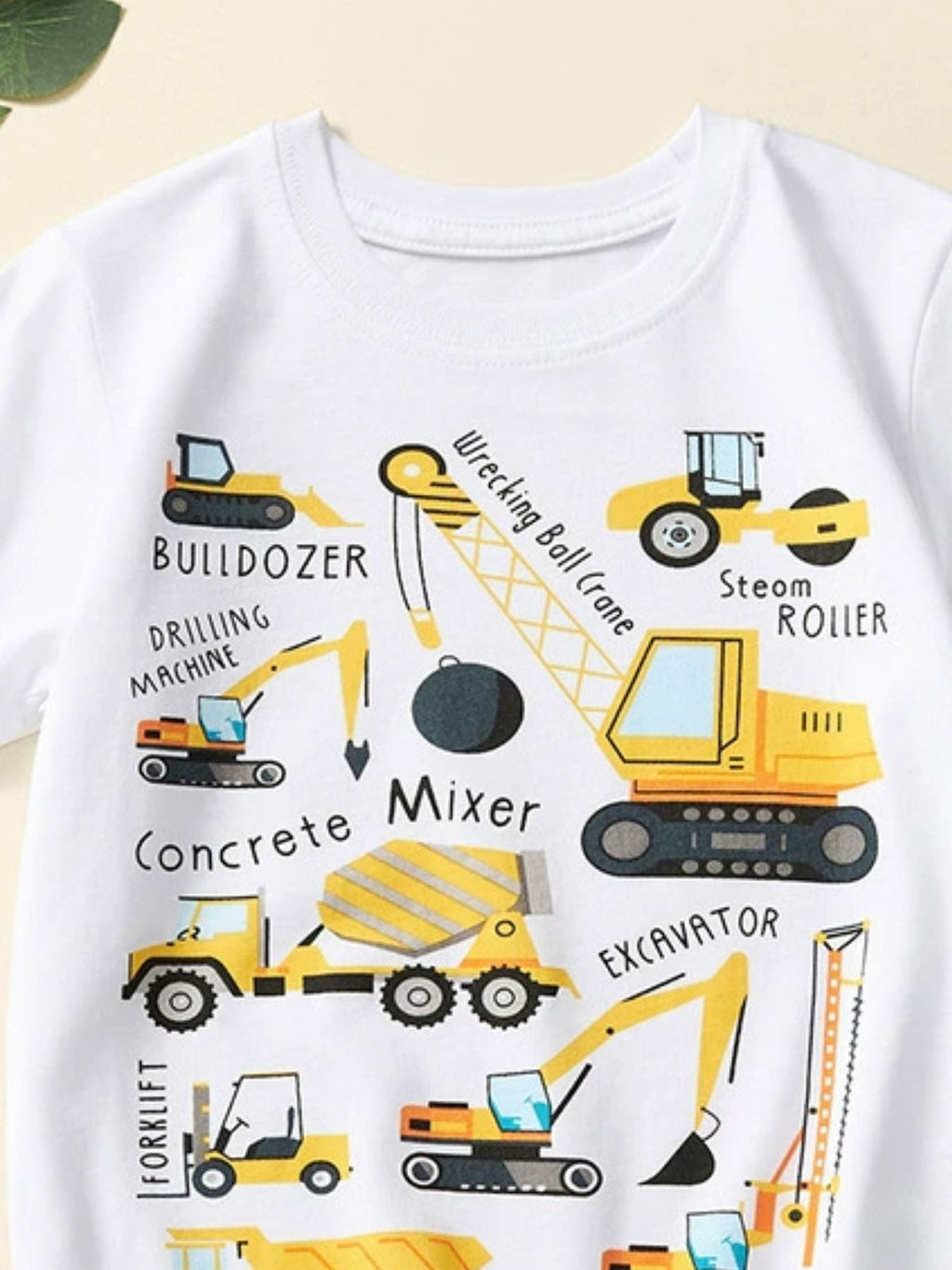 Toddler Boys and Boys Construction Vehicle Crew Neck Short Sleeve T-Shirt