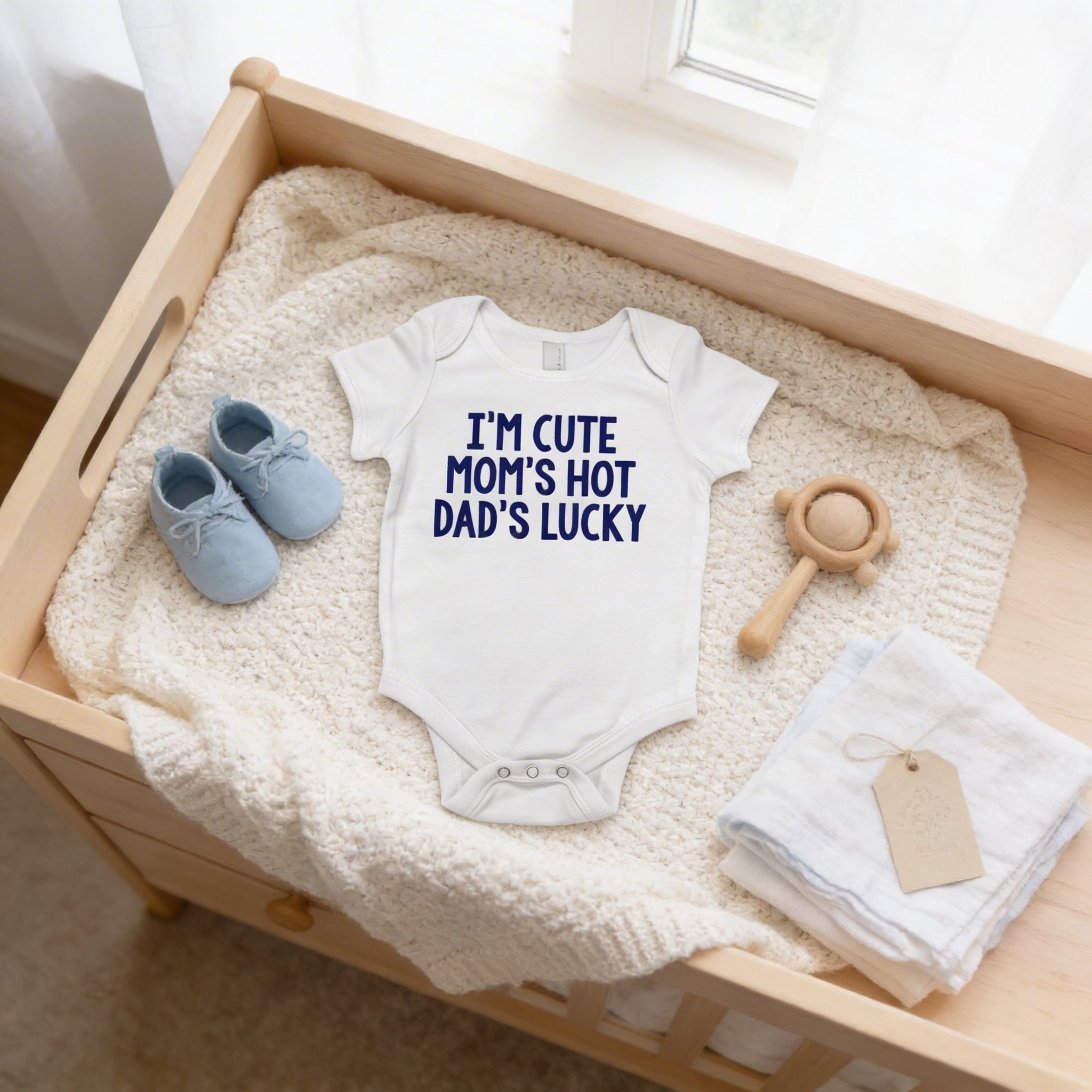 Baby Boy Gift Ideas Funny Baby Boy Shirt - Newborn Baby Boy Blue Clothing - Cute Hot Lucky