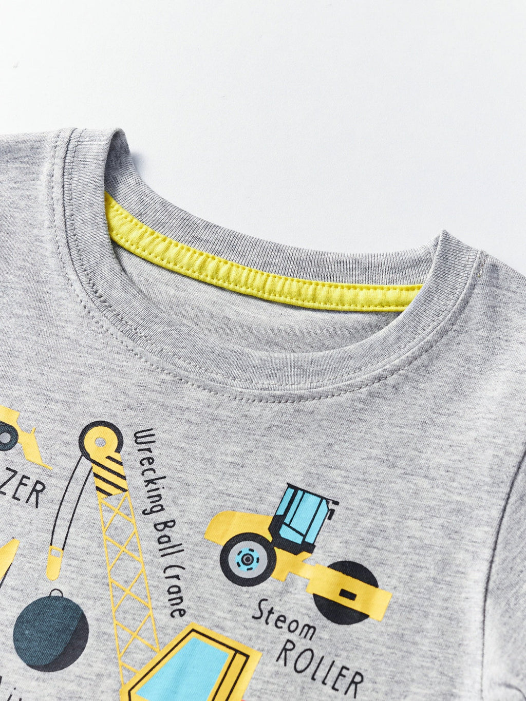 Toddler Boys and Boys Construction Vehicle Crew Neck Short Sleeve T-Shirt