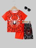 Toddler Boys Spider Round Neck Short Sleeve T-Shirt and Pants Set