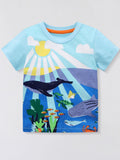 Toddler Boys and Boys Printed Round Neck Short Sleeve T-Shirt