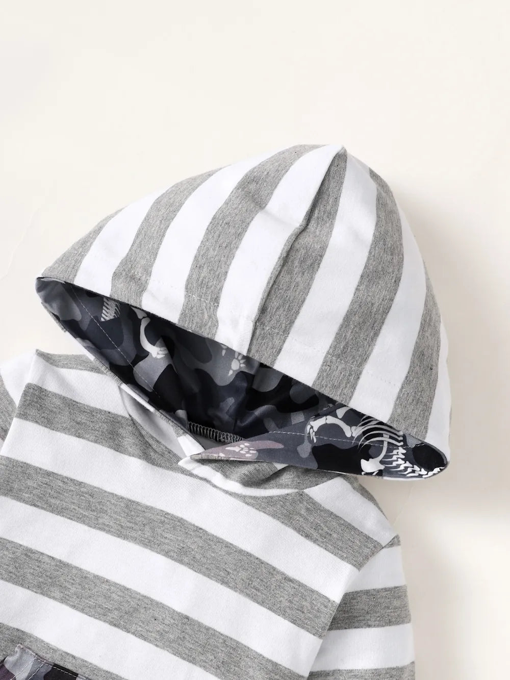 Baby and Toddler Girls Striped Hooded Bodysuit and Camouflage Pants Set
