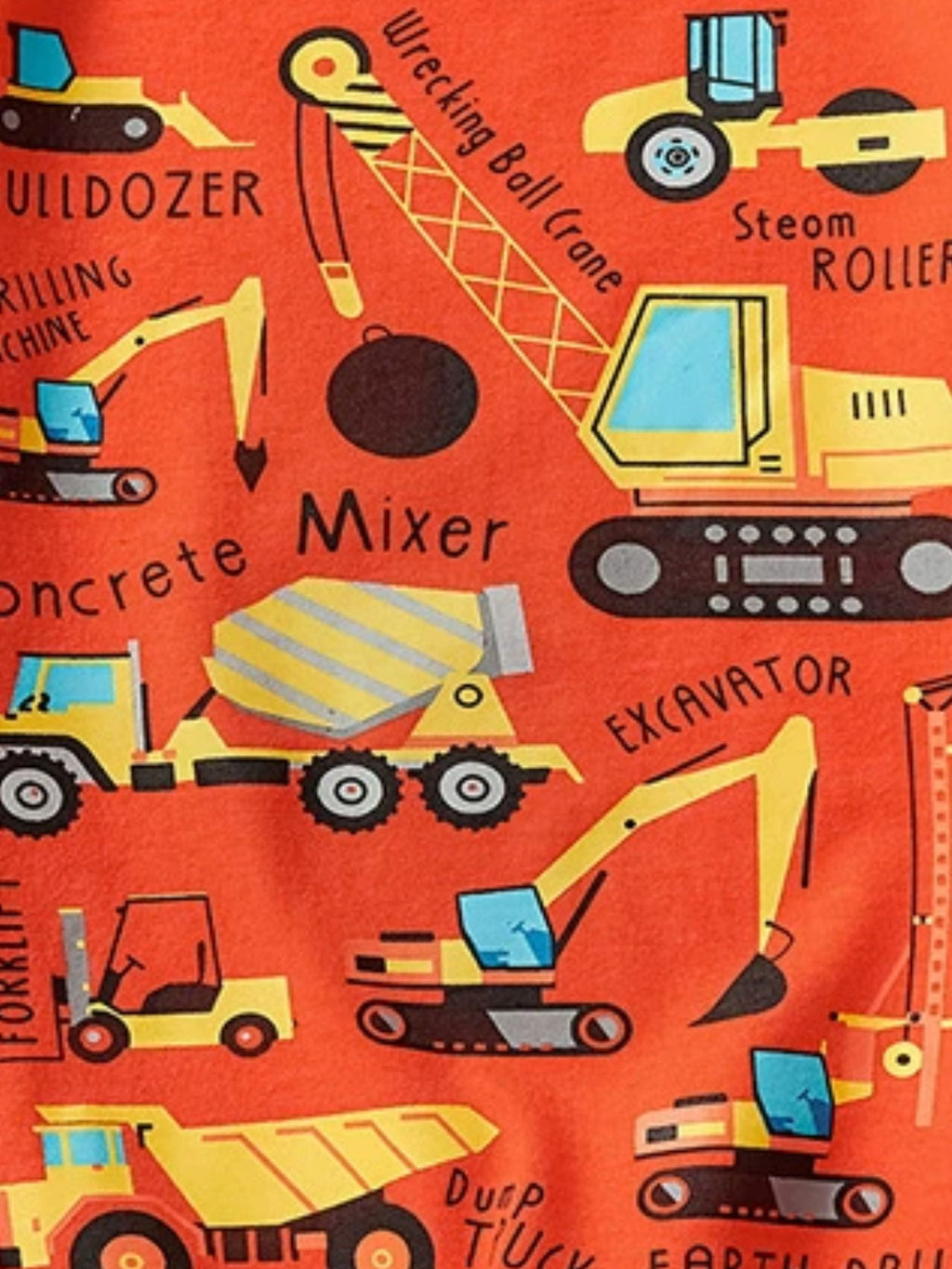 Toddler Boys and Boys Construction Vehicle Crew Neck Short Sleeve T-Shirt
