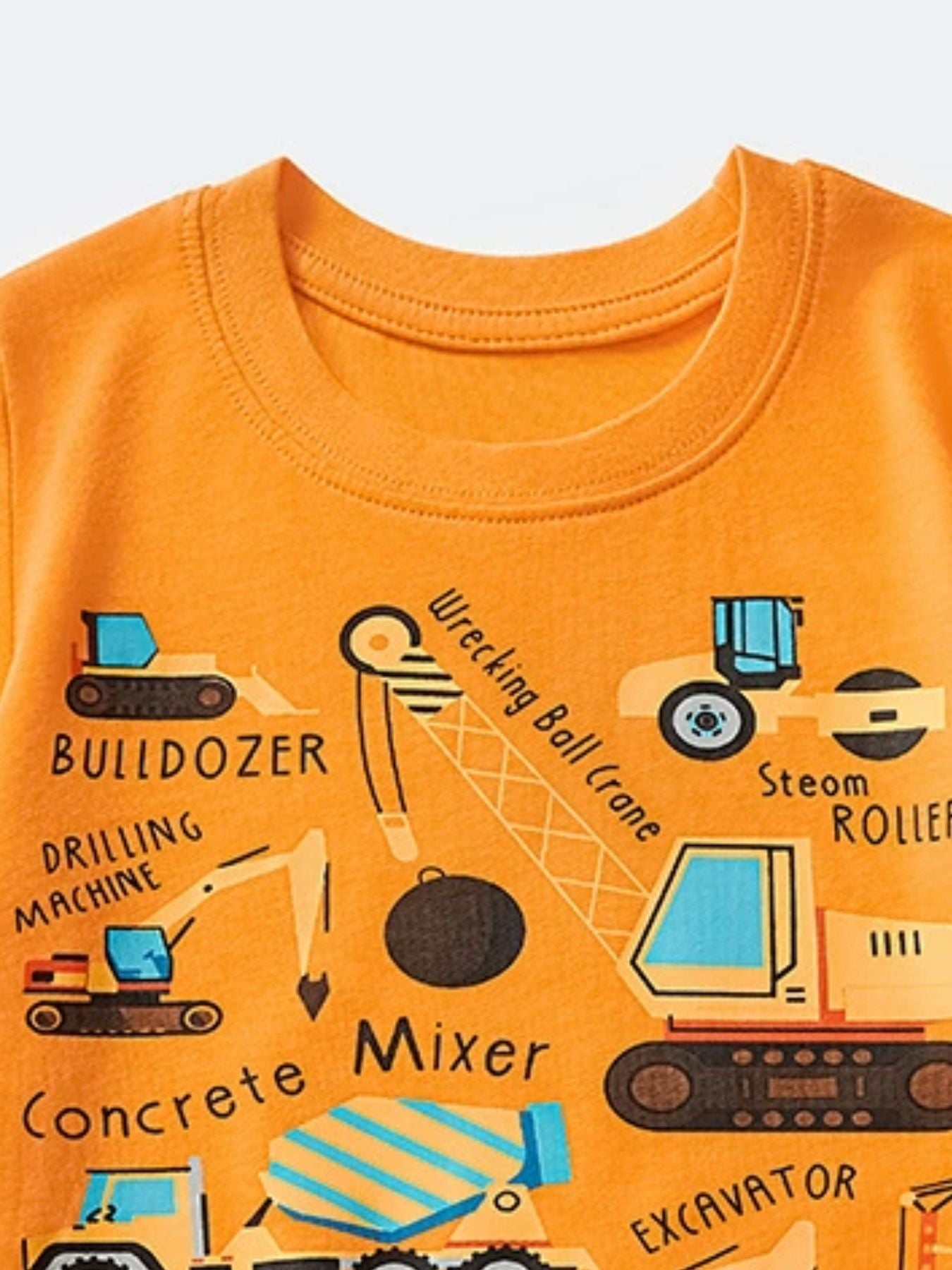 Toddler Boys and Boys Construction Vehicle Crew Neck Short Sleeve T-Shirt