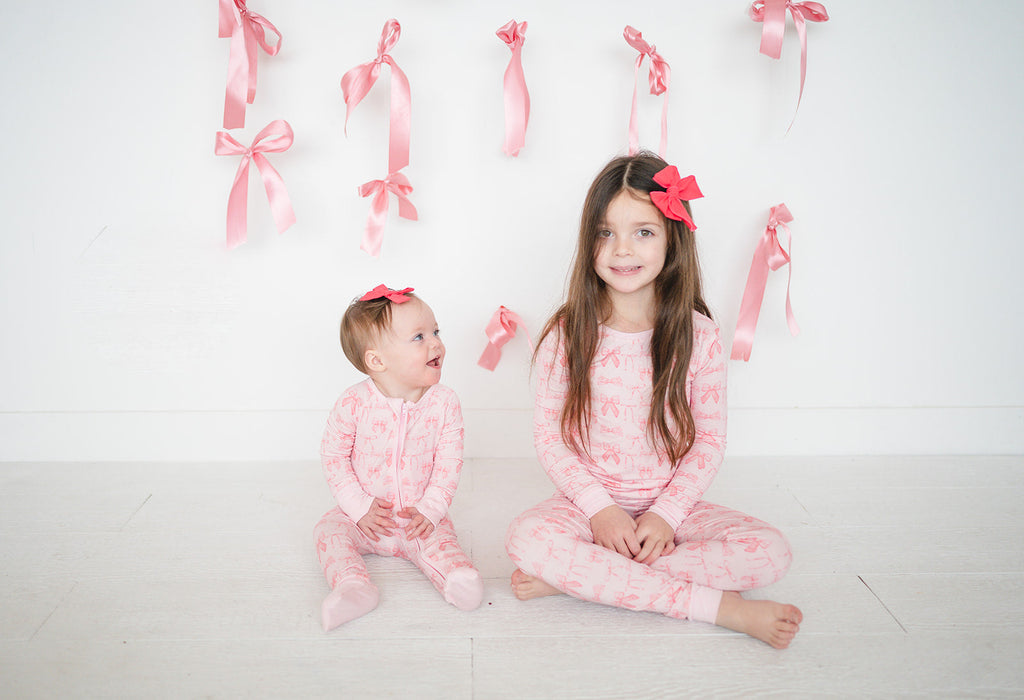 Pink Bows (Convertible Zip Footies)