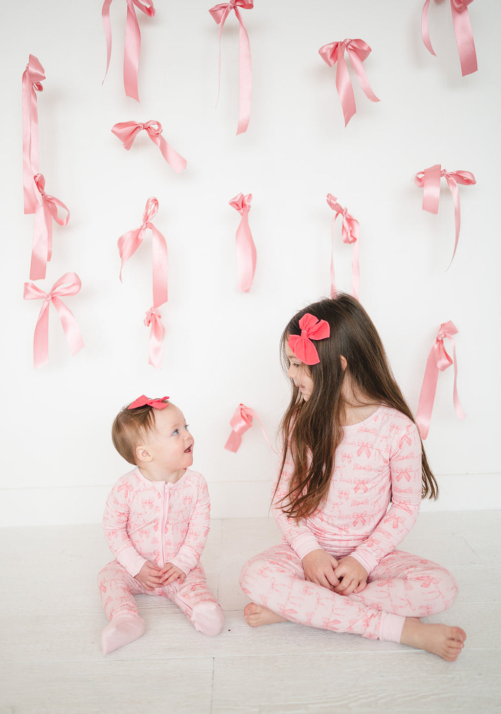 Pink Bows (Convertible Zip Footies)