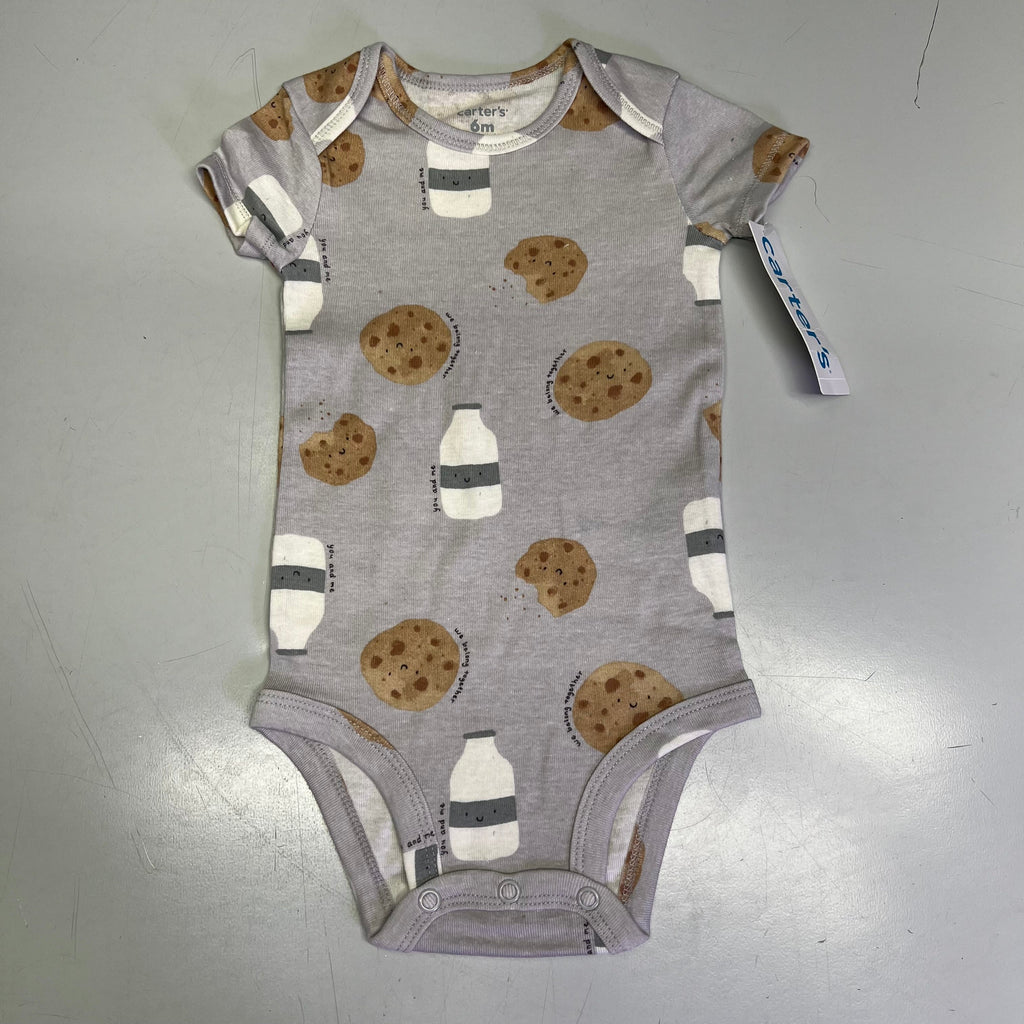 CARTERS (5 PIECE SET) Milk & Cookie - Animal Bodysuit Baby Boys Sz 9M Blue/White