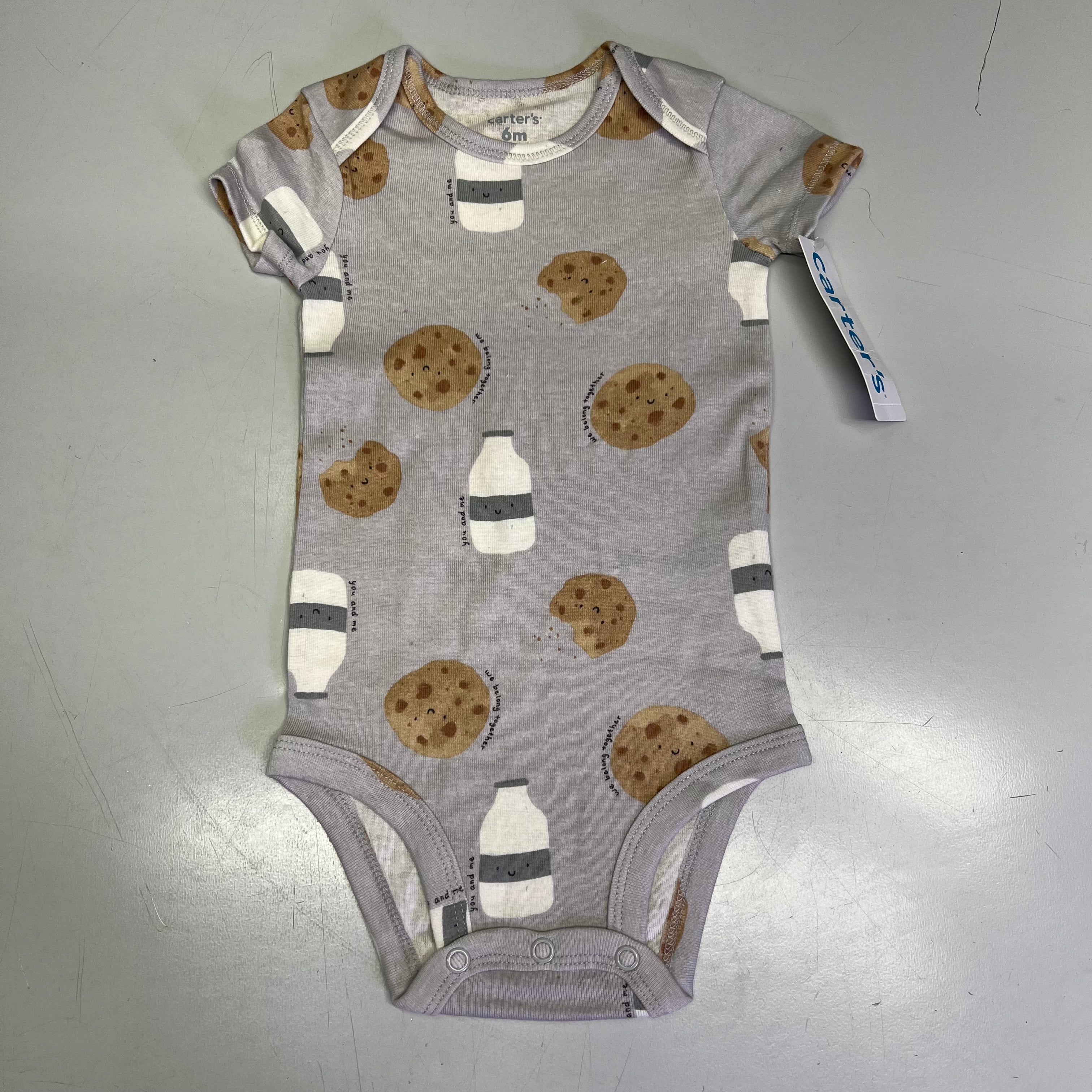 CARTERS (5 PIECE SET) Milk & Cookie - Animal Bodysuit Baby Boys Sz 9M Blue/White