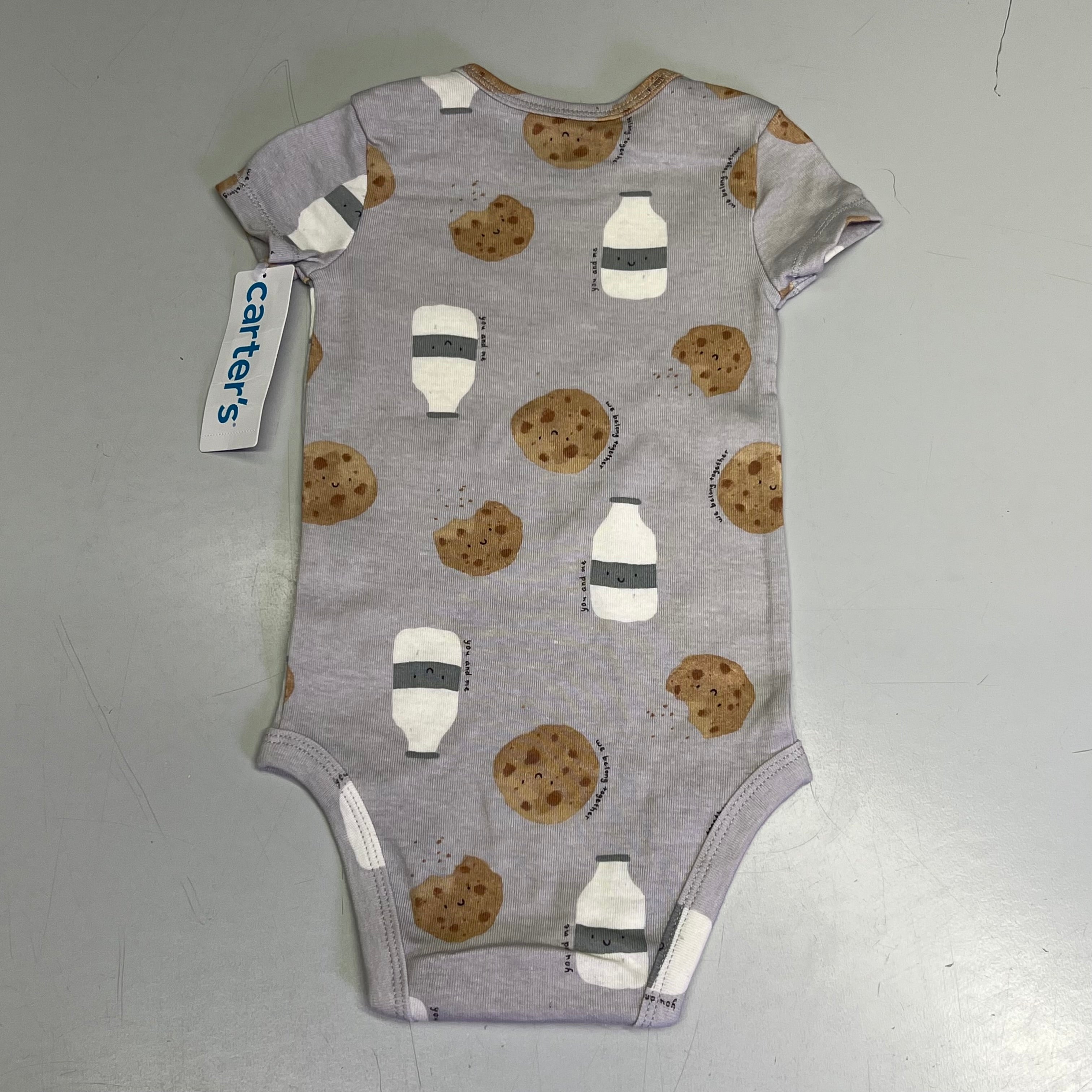 CARTERS (5 PIECE SET) Milk & Cookie - Animal Bodysuit Baby Boys Sz 9M Blue/White
