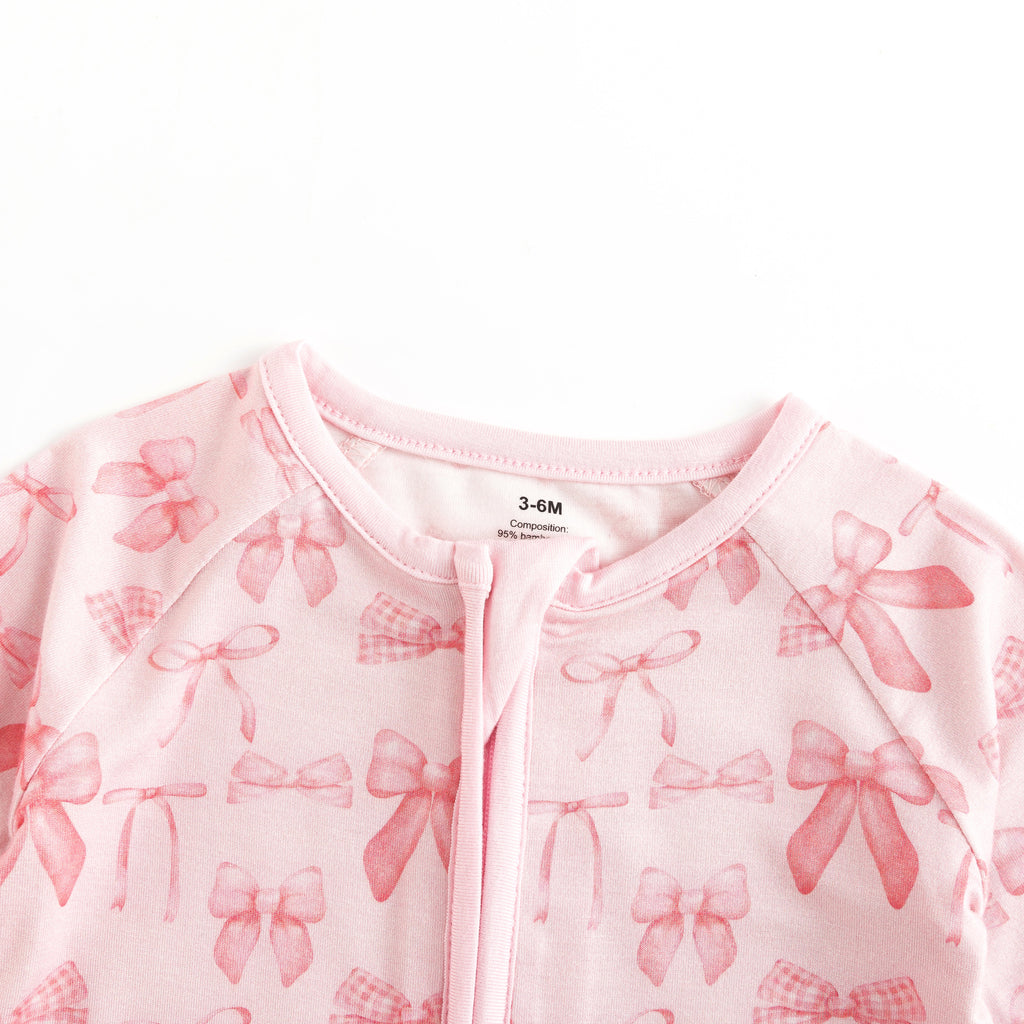 Pink Bows (Convertible Zip Footies)