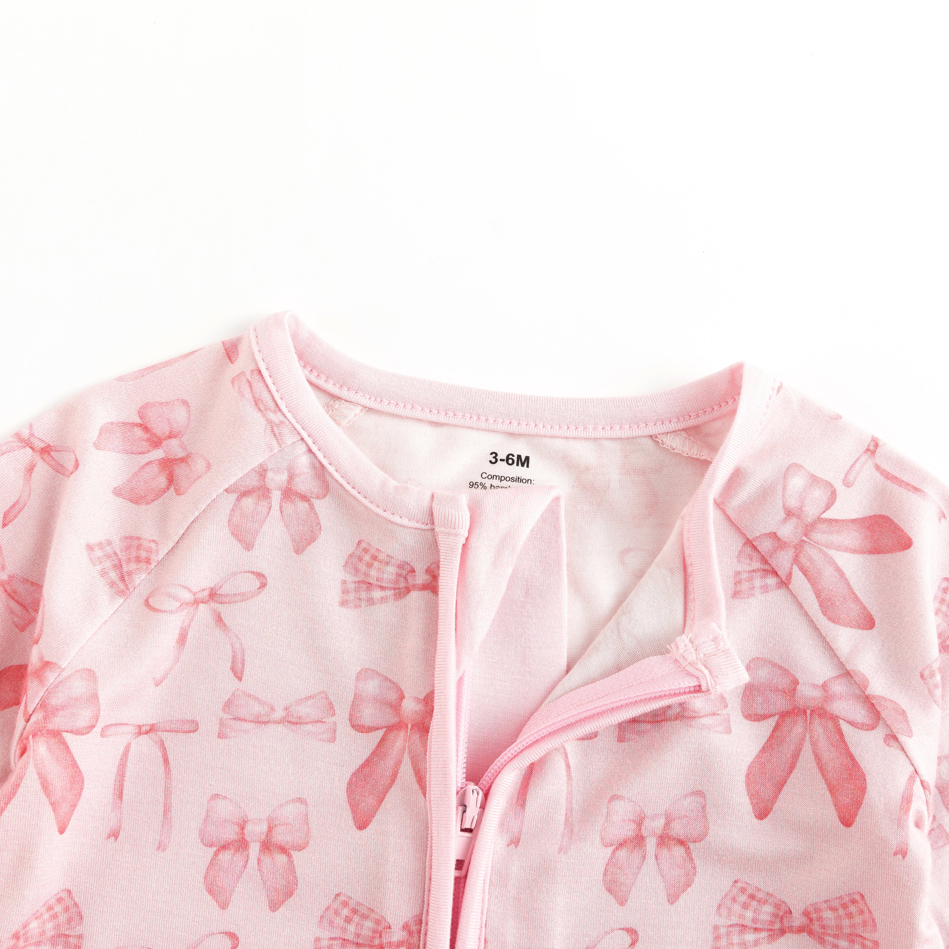 Pink Bows (Convertible Zip Footies)