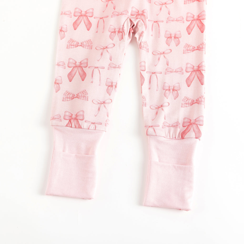 Pink Bows (Convertible Zip Footies)
