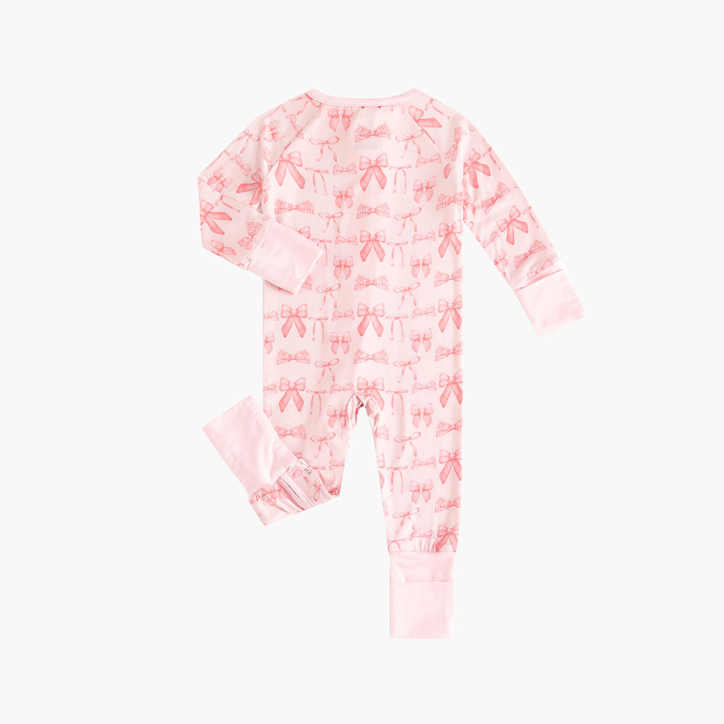 Pink Bows (Convertible Zip Footies)