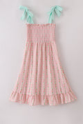 Pink floral smocked mom&me dress