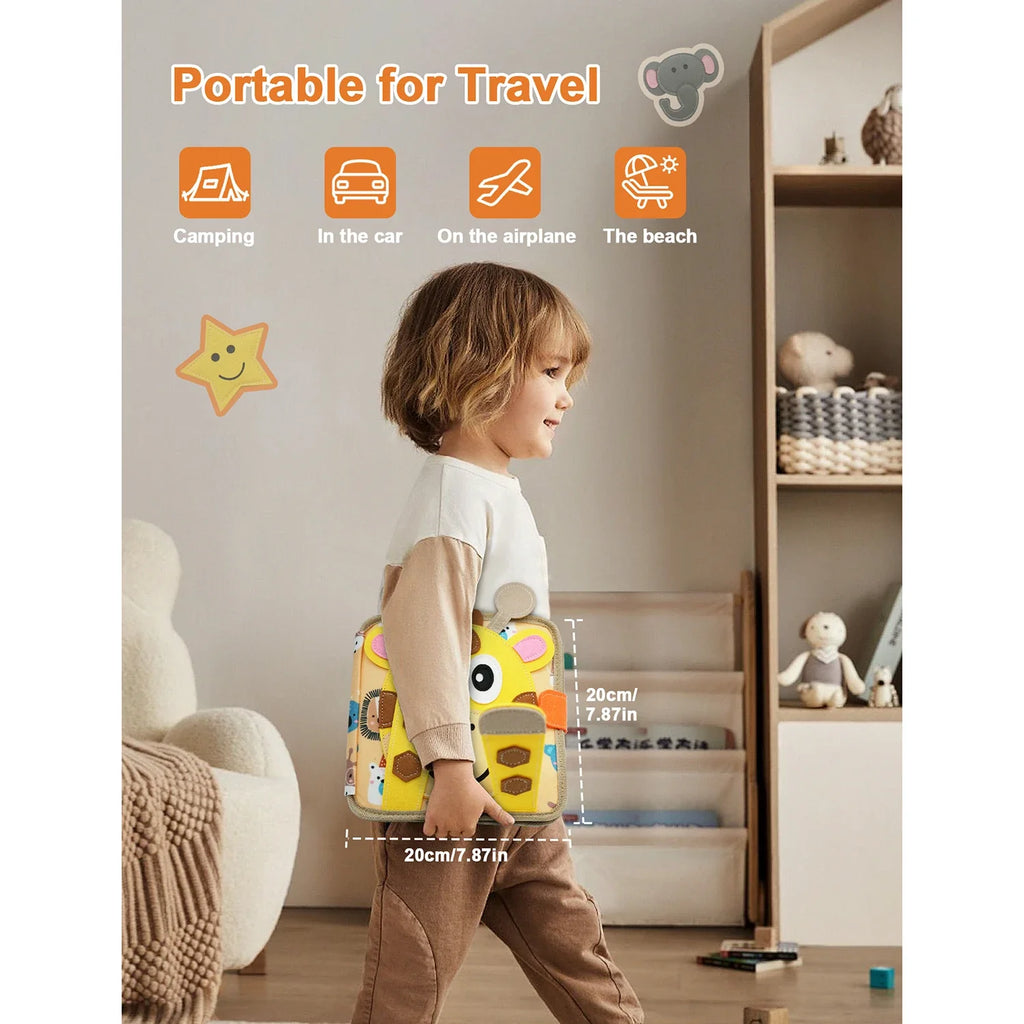 Montessori Busy Book Giraffe Sensory Learning Quiet Toy