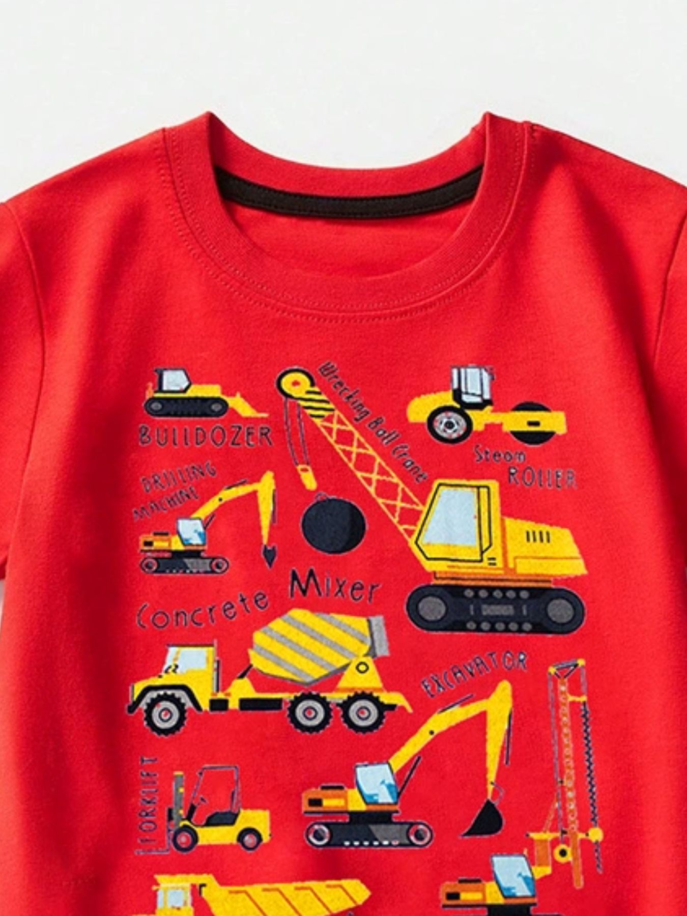 Toddler Boys and Boys Construction Vehicle Crew Neck Short Sleeve T-Shirt