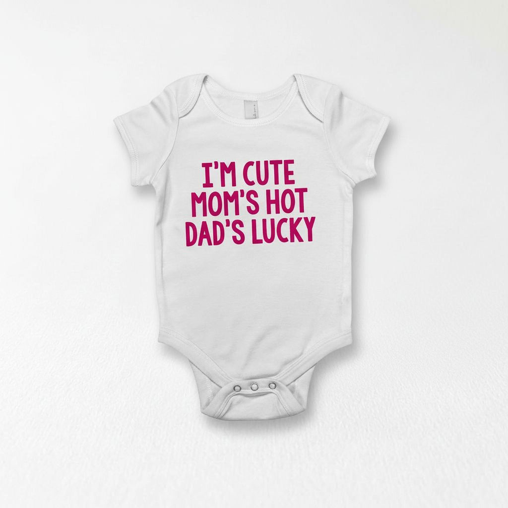 Funny Baby Girl Shirt - Newborn Baby Girl Gift - New Baby Girl Pink Outfit - Cute Hot Lucky