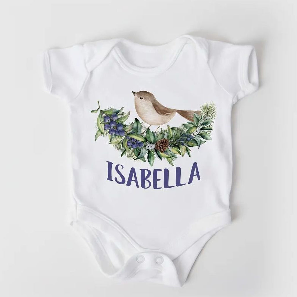 Personalized baby girl outfit, Baby Girl Bodysuit, Custom Baby Shower Gift, baby shower girl, woodland baby shirt spring greenery outfit