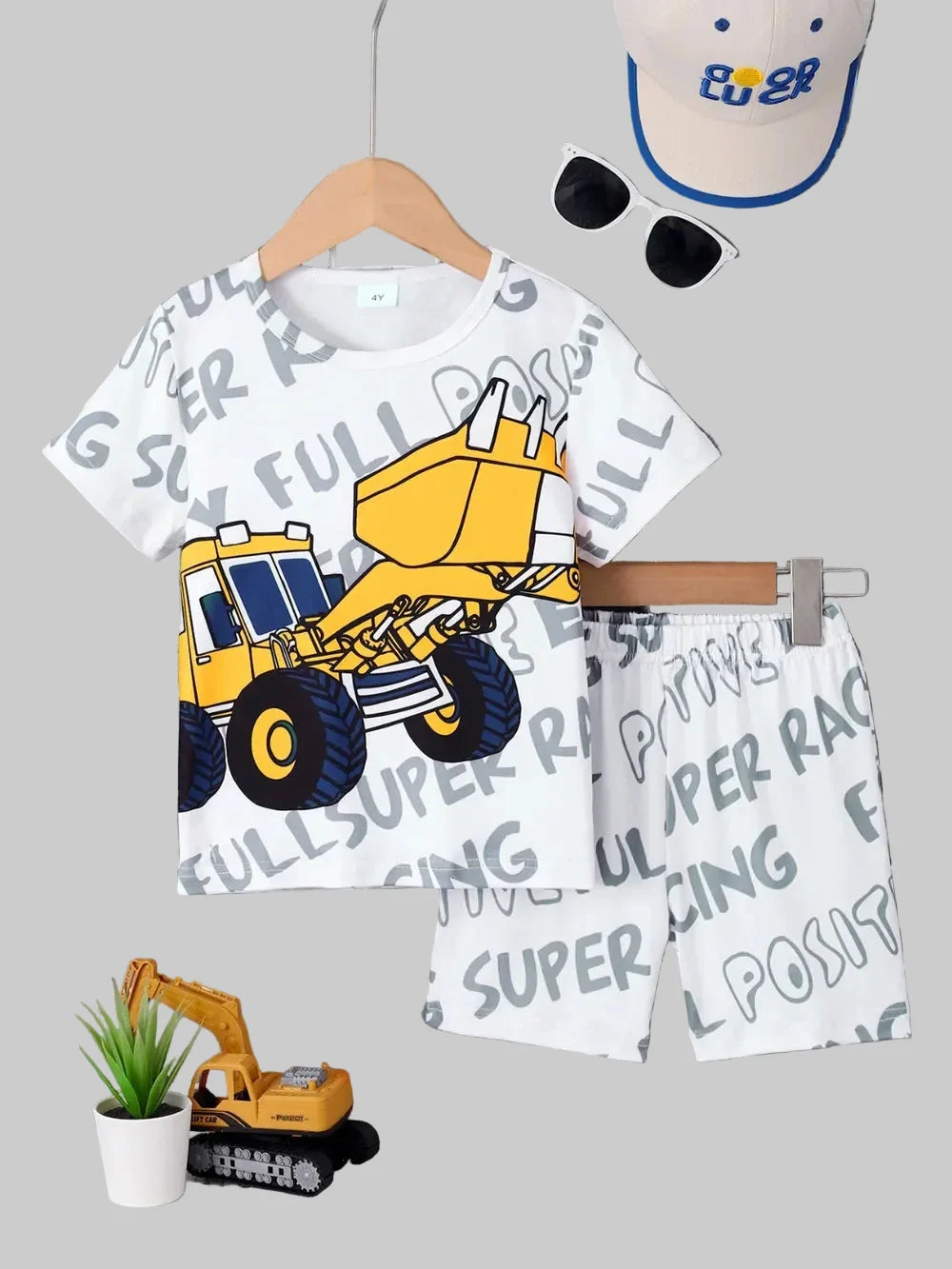 Toddler Boys Round Neck Cartoon Graphic T-Shirt and Shorts Set