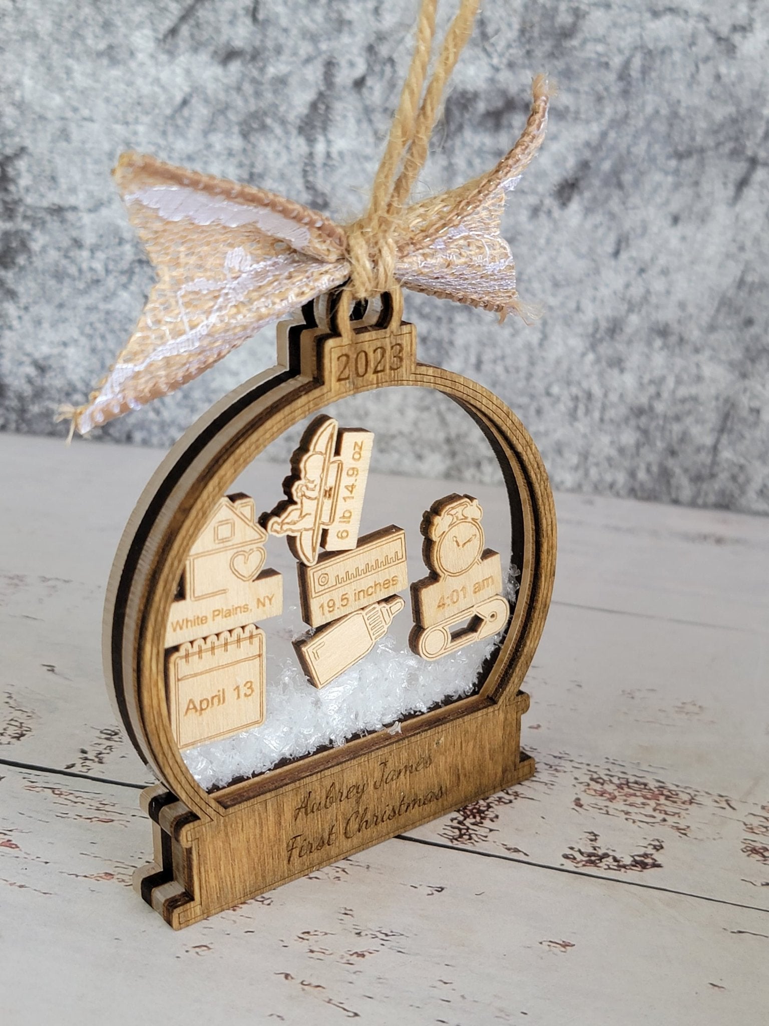 Baby's First Christmas Ornament  Snow Globe Edition