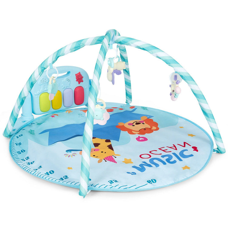 Baby Activity Play Piano Gym Mat with 5 Hanging Sensory Toys