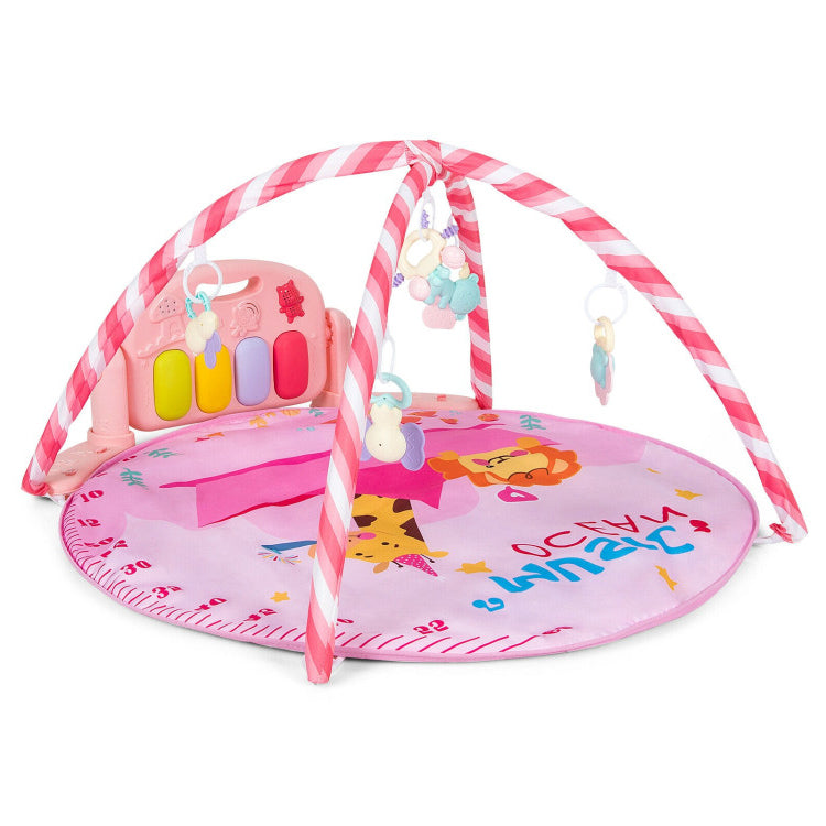 Baby Activity Play Piano Gym Mat with 5 Hanging Sensory Toys