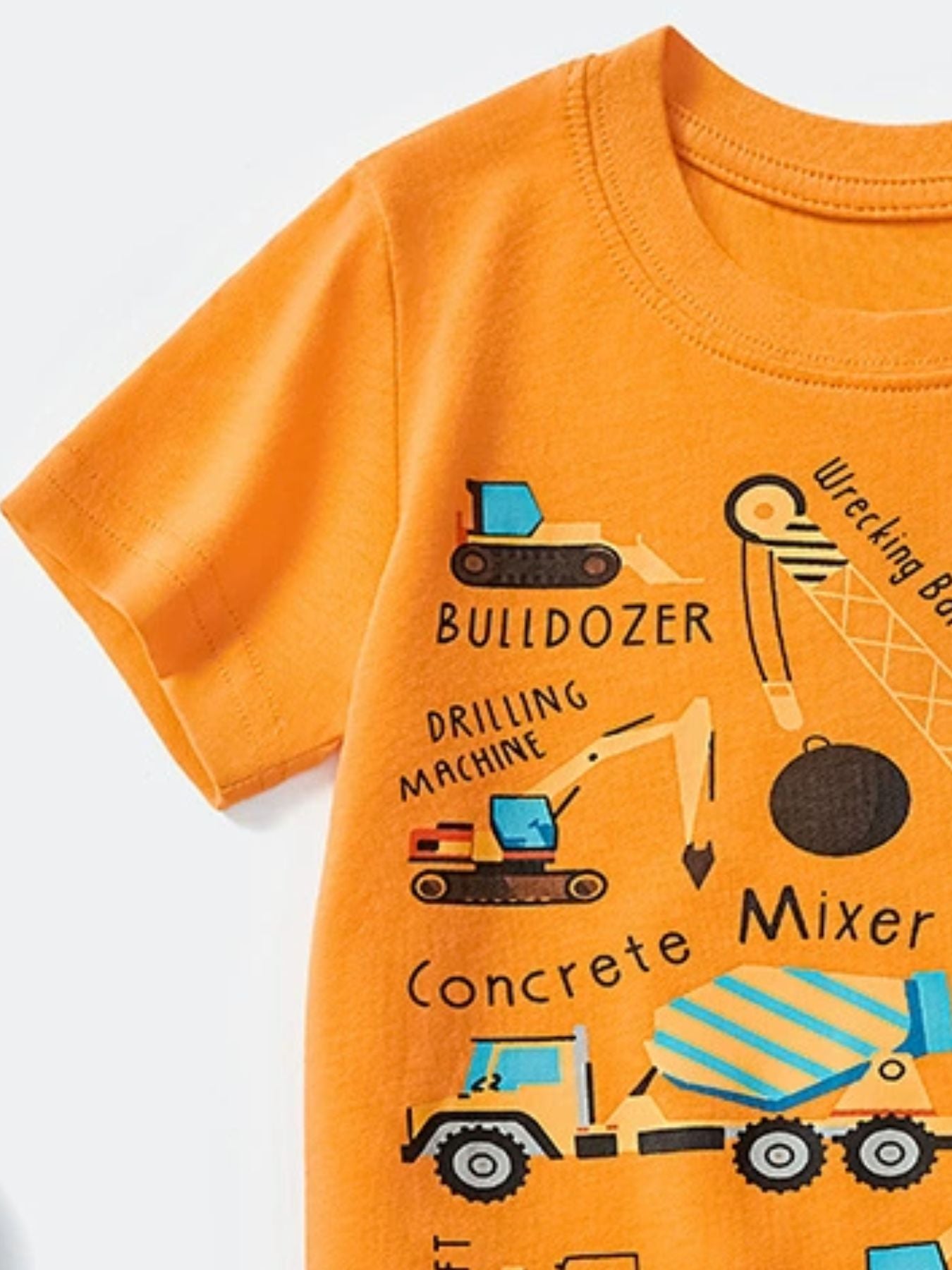 Toddler Boys and Boys Construction Vehicle Crew Neck Short Sleeve T-Shirt