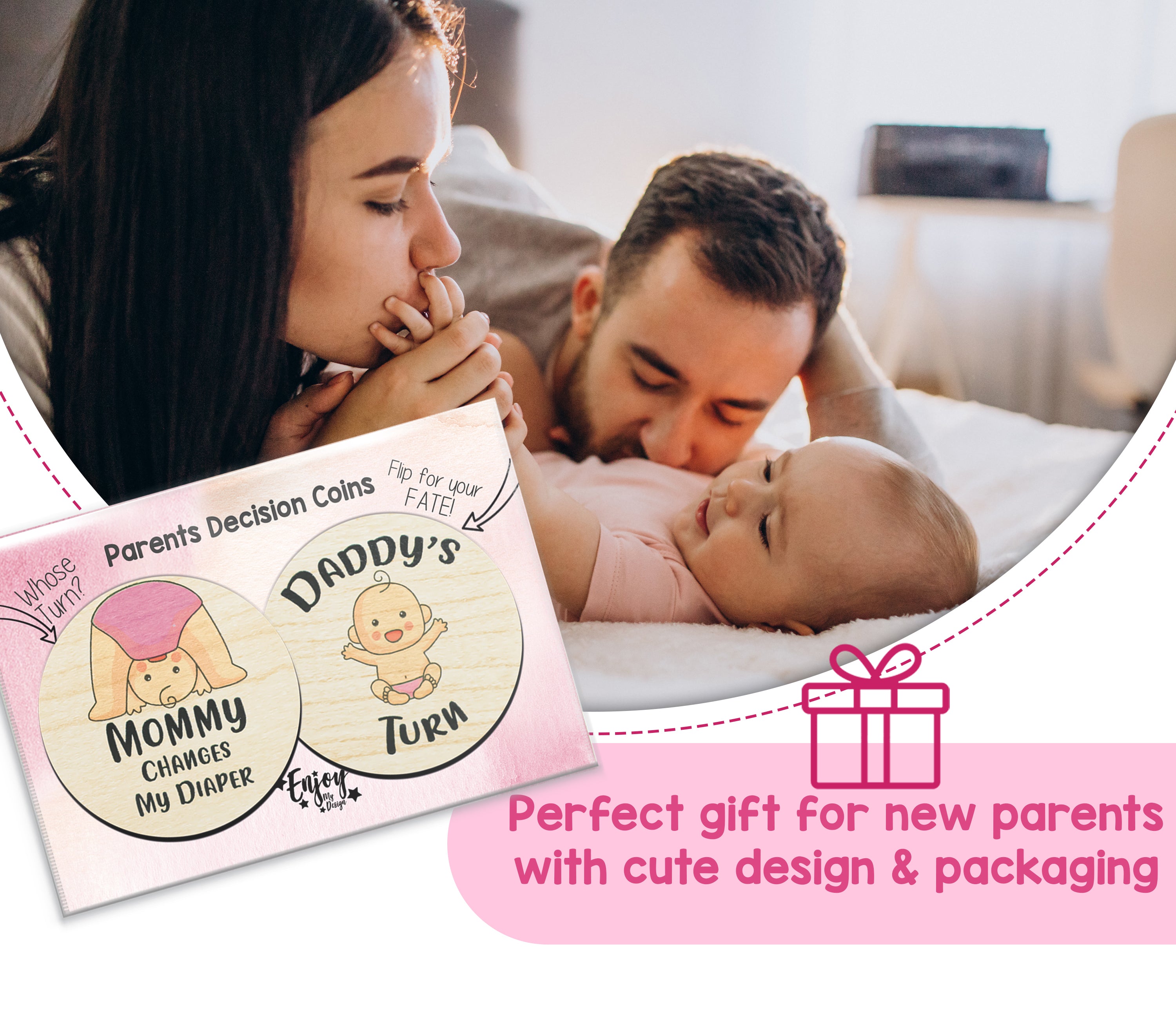 Parents Decision Flip Coin Set of 2 Wooden Coins