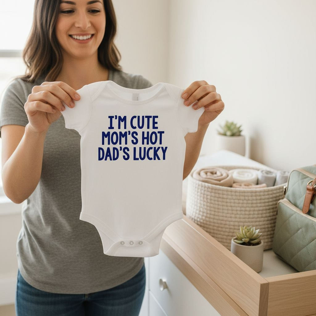 Baby Boy Gift Ideas Funny Baby Boy Shirt - Newborn Baby Boy Blue Clothing - Cute Hot Lucky