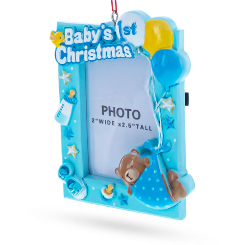 Baby Boy First Christmas Photo Frame Resin Christmas Ornament