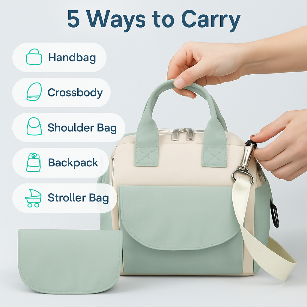 Diaper Bag with 7 Pockets and Insulated Compartments