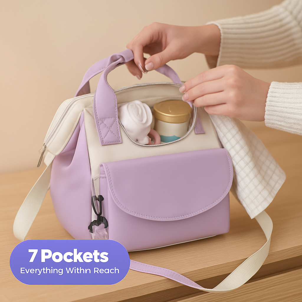 Diaper Bag with 7 Pockets and Insulated Compartments