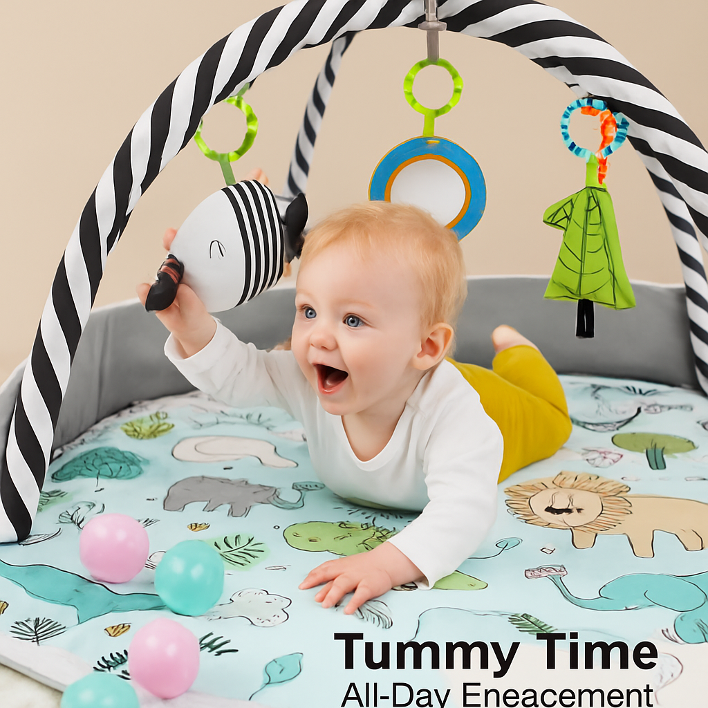 4-in-1 Baby Gym Play Mat: Lounger, Ball Pit & Fence