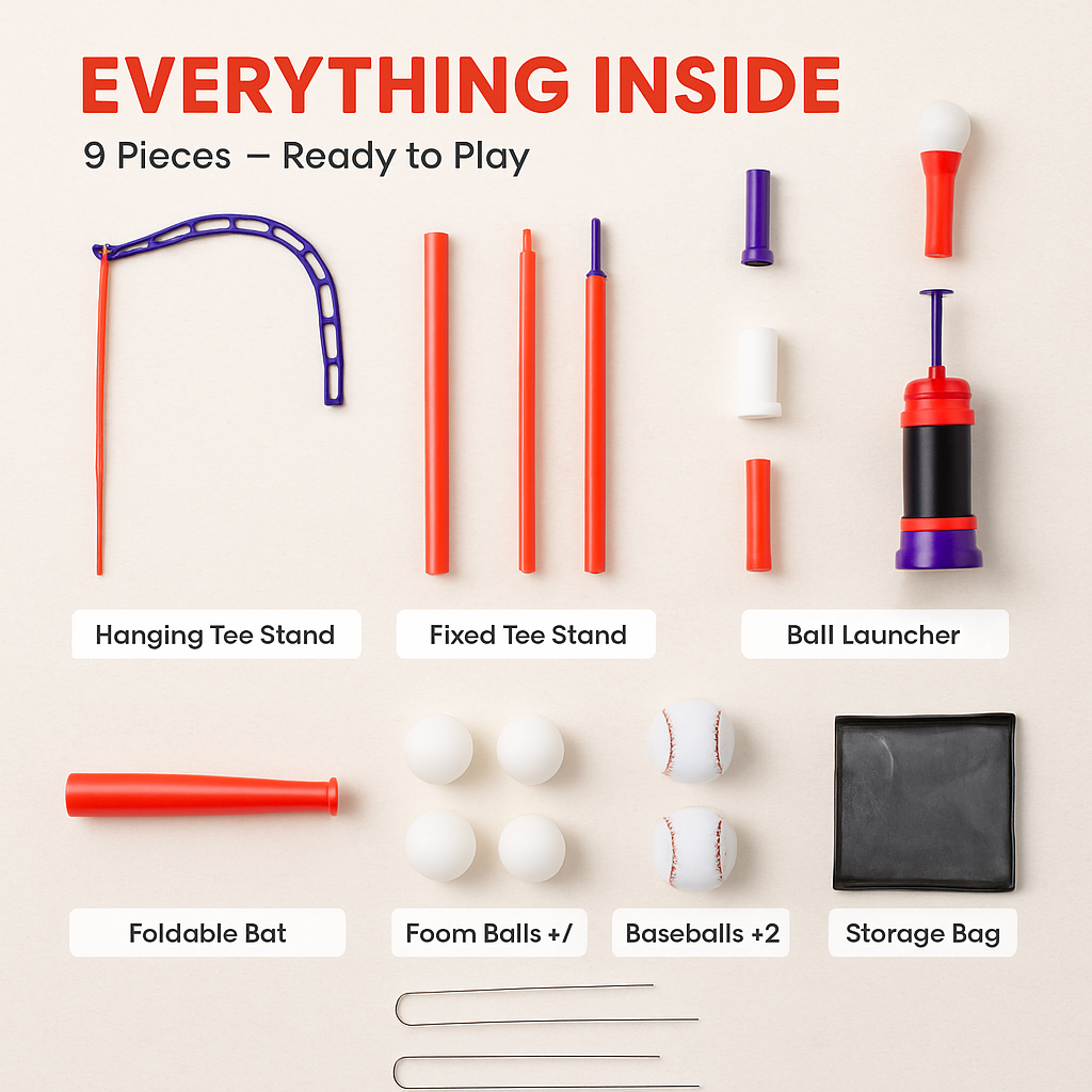 3-in-1 Baseball Toy Set for Kids Aged 3-5 Years