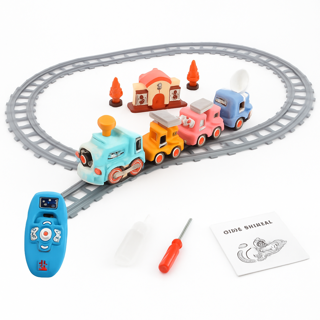 Electric Train Set with Smokes Light Sound Remote Magnetic Train Toys with Locomotive 3 Trucks Gifts for Kids Aged 3 4 5 6 Year Old
