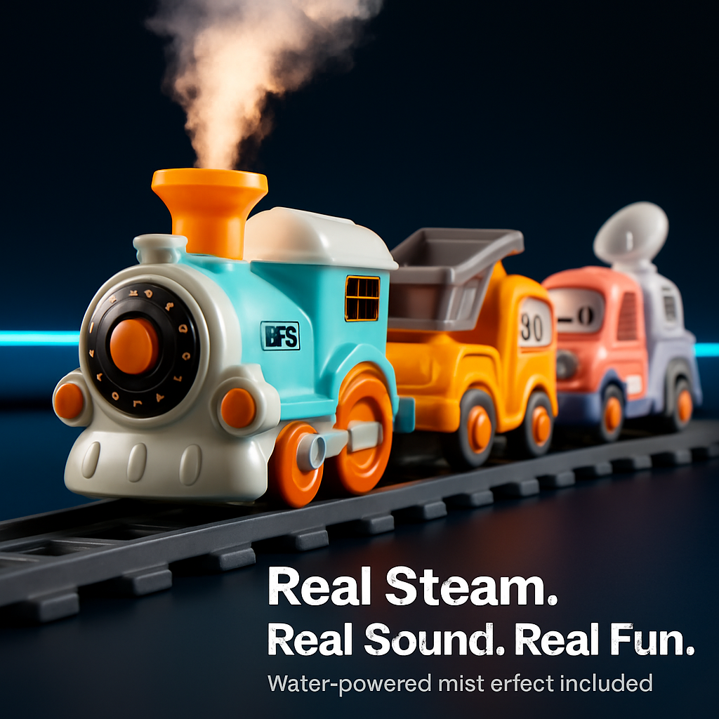 Electric Train Set with Smokes Light Sound Remote Magnetic Train Toys with Locomotive 3 Trucks Gifts for Kids Aged 3 4 5 6 Year Old
