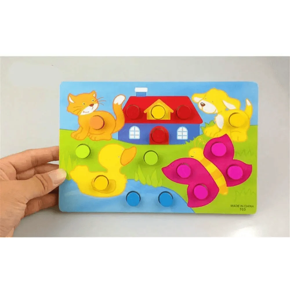 Montessori Cartoon Animal Educational Wooden Beaded Geometry  Digital Clock Puzzles Matching Clock Toy For Children