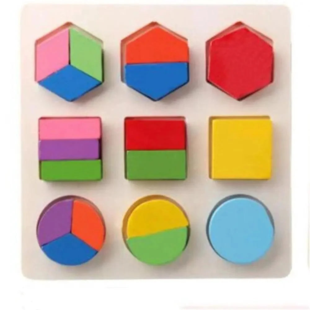 Montessori Cartoon Animal Educational Wooden Beaded Geometry  Digital Clock Puzzles Matching Clock Toy For Children