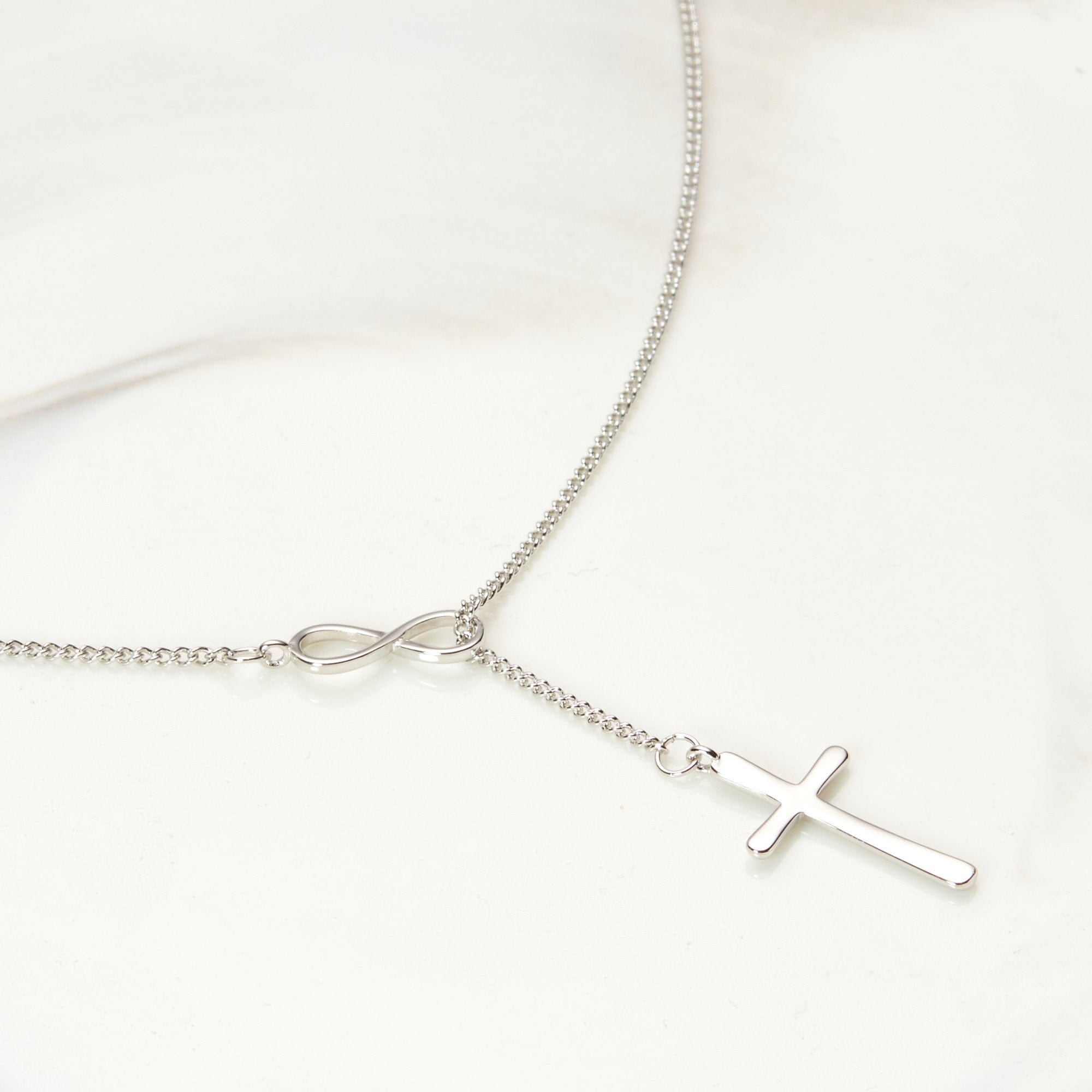 Mother & Daughter Infinity Cross  Necklace