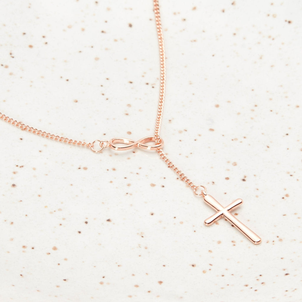 Mother & Daughter Infinity Cross  Necklace